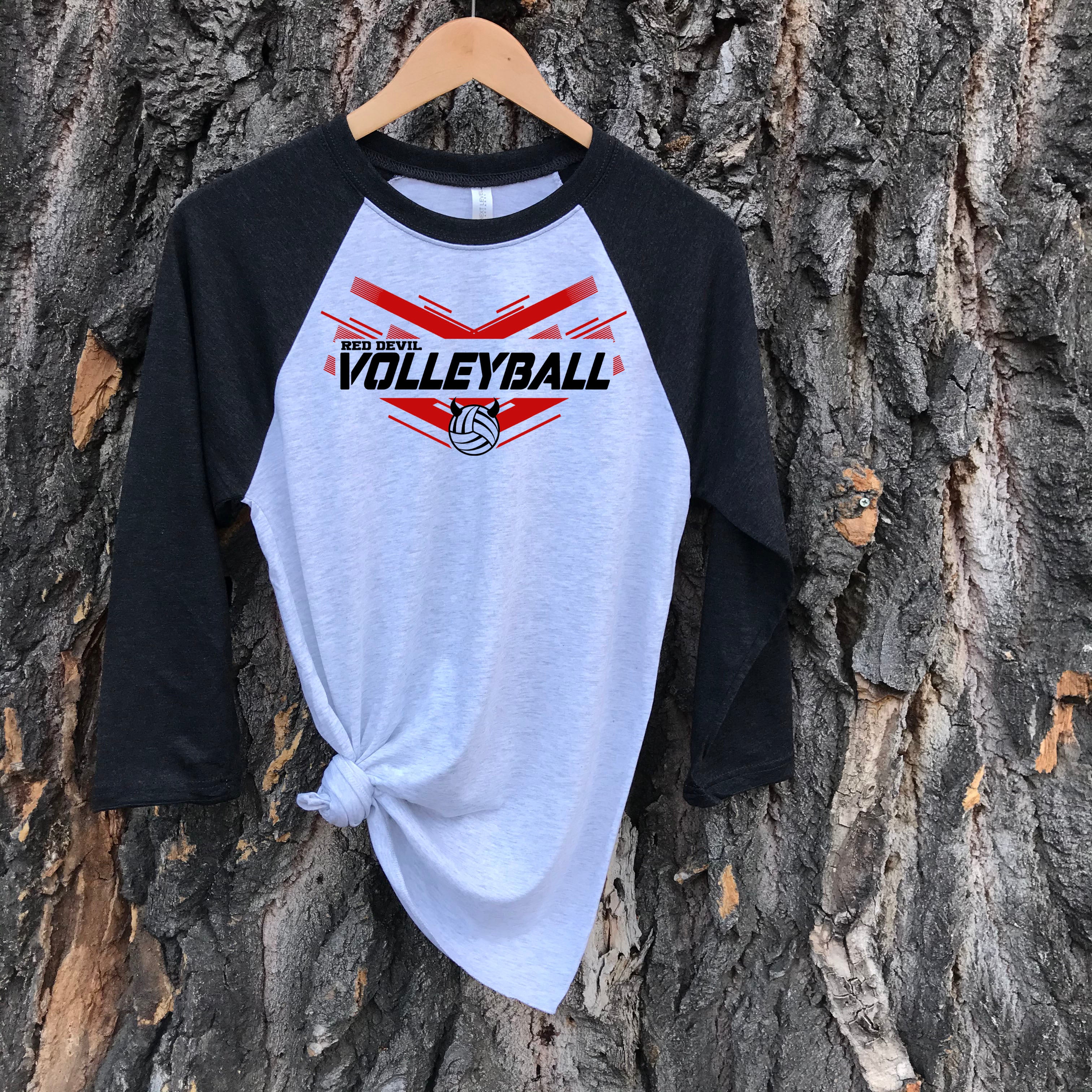 RED DEVIL VOLLEYBALL RAGLAN -BLACK – Back Road Designs