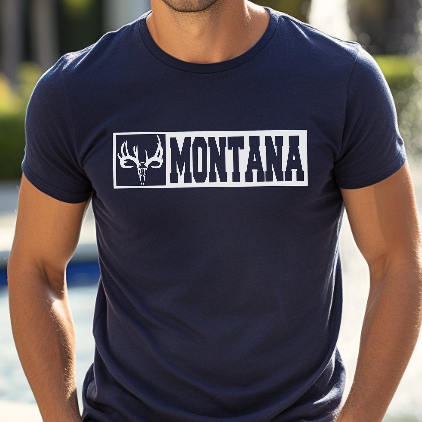 MEN'S WHITETAIL MONTANA TEE -HEATHER NAVY