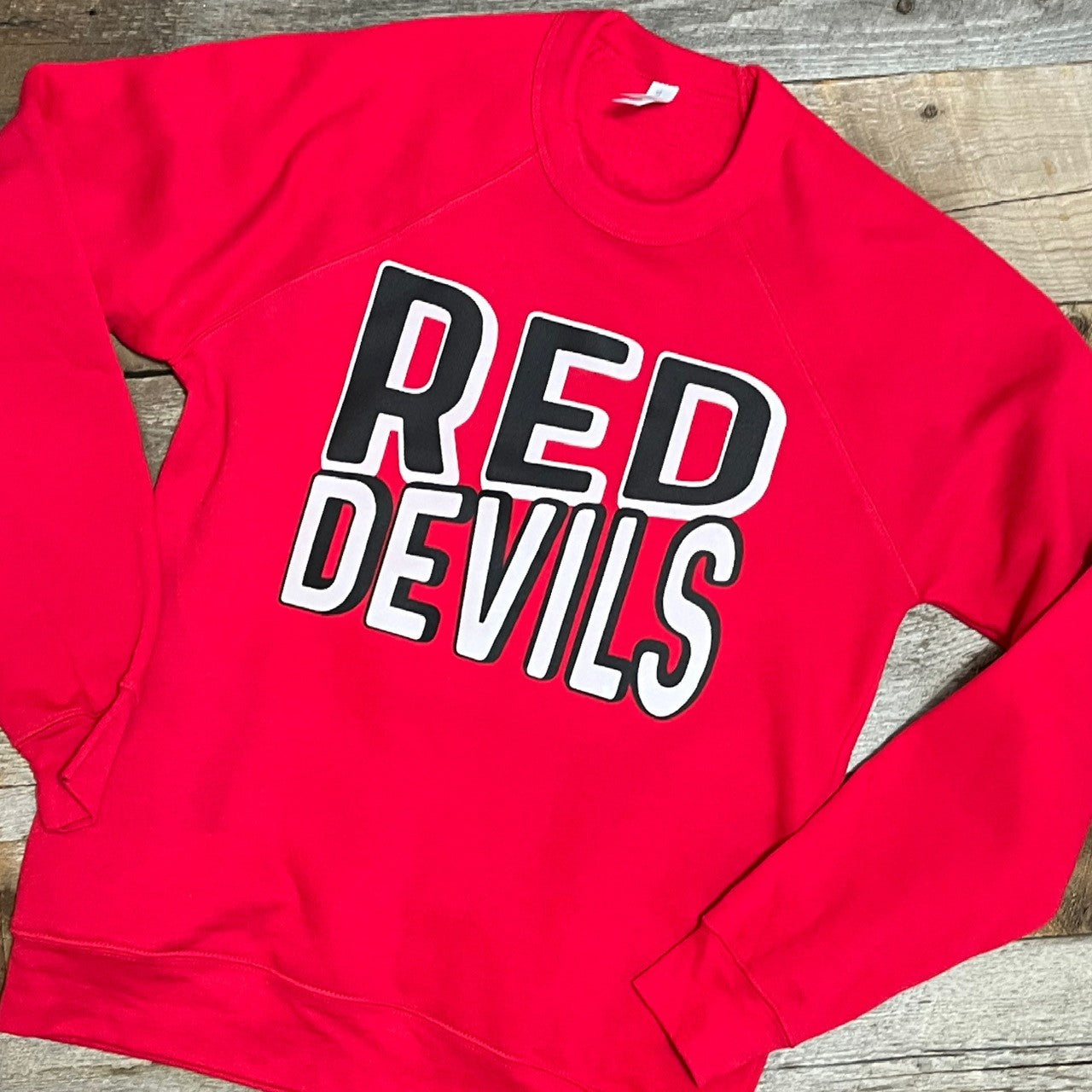 ADULT RED DEVILS BLOCK CREWNECK SWEATSHIRT -RED