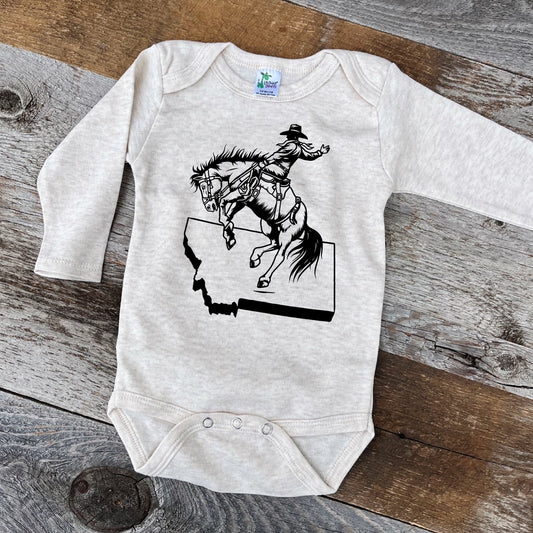 MONTANA BUCKIN' HORSE LONG SLEEVE ONESIE