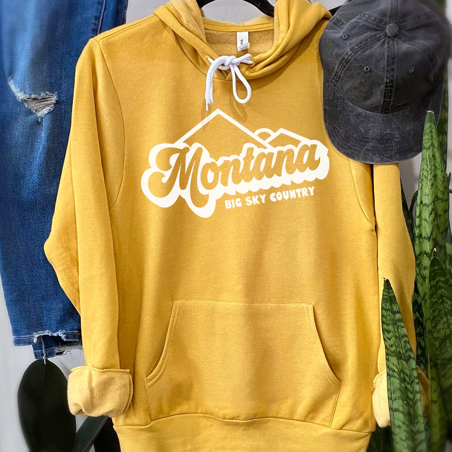 LADIES MONTANA BIG SKY COUNTRY HOODIE -MUSTARD