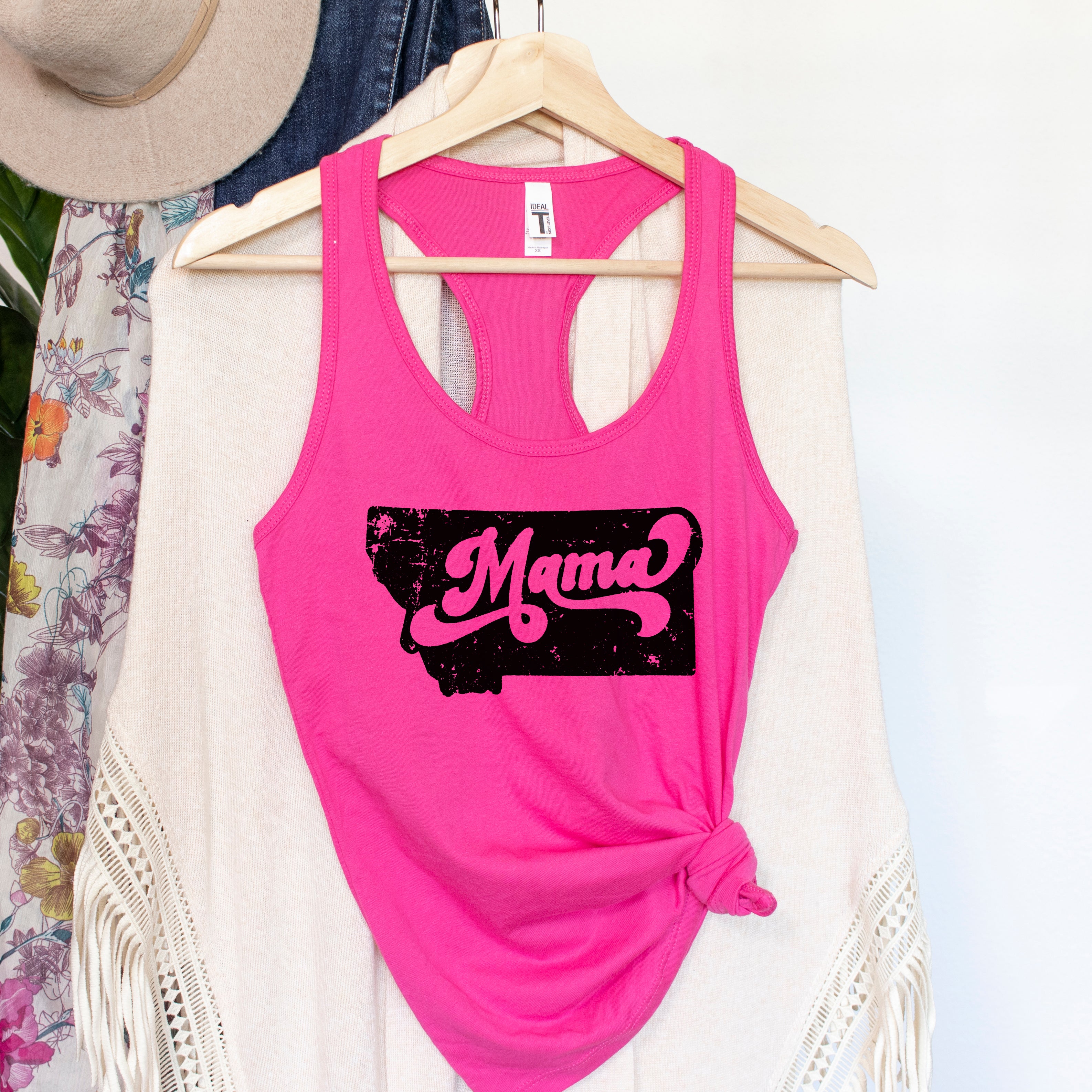 RETRO MONTANA MAMA TANK -PINK – Back Road Designs