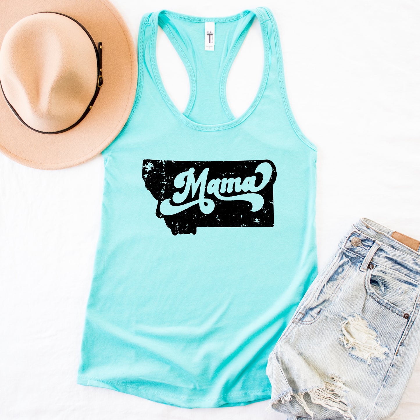 RETRO MONTANA MAMA TANK -TEAL